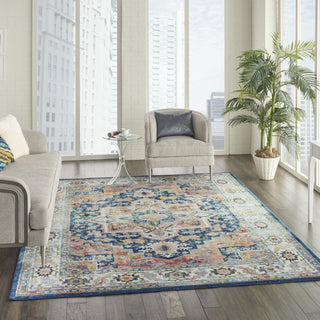 Nourison Ankara Global ANR11 Blue Multicolor Area Rug Room Image Feature