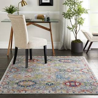 Nourison Ankara Global ANR12 Grey Multicolor Area Rug Corner Image