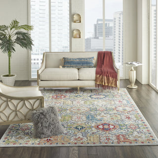 Nourison Ankara Global ANR12 Grey Multicolor Area Rug Corner Image