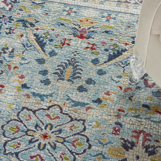 Nourison Ankara Global ANR14 Teal Multicolor Area Rug Corner Image
