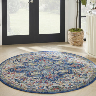 Nourison Ankara Global ANR15 Grey Navy Area Rug Corner Image