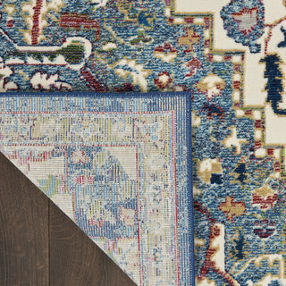 Nourison Ankara Global ANR15 Ivory Navy Area Rug Corner Image