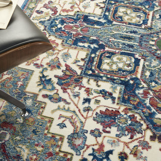 Nourison Ankara Global ANR15 Ivory Navy Area Rug Corner Image