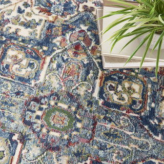 Nourison Ankara Global ANR15 Ivory Navy Area Rug Corner Image