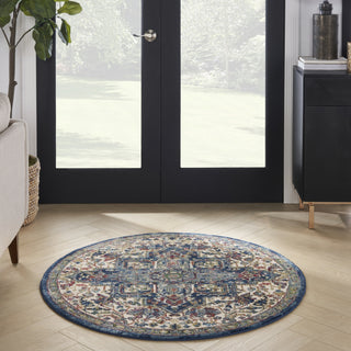 Nourison Ankara Global ANR15 Ivory Navy Area Rug Room Image Feature