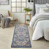 Nourison Ankara Global ANR15 Ivory Navy Area Rug Corner Image