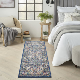 Nourison Ankara Global ANR15 Ivory Navy Area Rug Corner Image