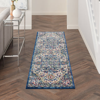 Nourison Ankara Global ANR15 Ivory Navy Area Rug Corner Image