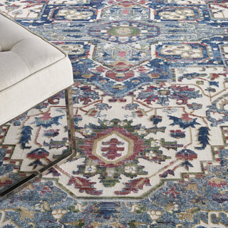 Nourison Ankara Global ANR15 Ivory Navy Area Rug Corner Image