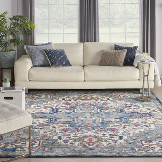 Nourison Ankara Global ANR15 Ivory Navy Area Rug Room Image Feature