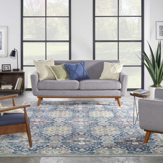 Nourison Ankara Global ANR16 Navy Multicolor Area Rug Room Image Feature