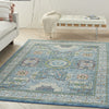 Nourison Ankara Global ANR17 Ivory Light Blue Area Rug Corner Image