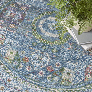 Nourison Ankara Global ANR17 Ivory Light Blue Area Rug Corner Image