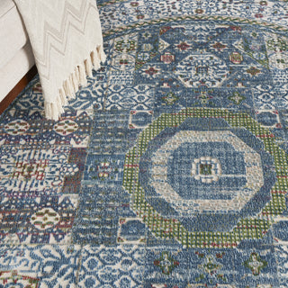 Nourison Ankara Global ANR17 Ivory Light Blue Area Rug Corner Image