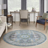 Nourison Ankara Global ANR17 Ivory Light Blue Area Rug Room Image Feature