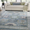 Nourison Ankara Global ANR17 Ivory Light Blue Area Rug Corner Image