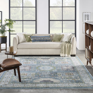 Nourison Ankara Global ANR17 Ivory Light Blue Area Rug Room Image Feature