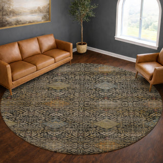 Dalyn Aristo AR1 Black Area Rug Round Lifestyle Image Feature