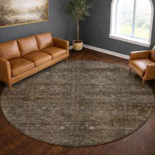 Dalyn Aristo AR1 Chocolate Area Rug Round Lifestyle Image Feature