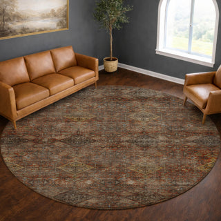 Dalyn Aristo AR1 Paprika Area Rug Round Lifestyle Image Feature