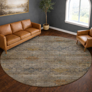 Dalyn Aristo AR1 Pewter Area Rug Round Lifestyle Image Feature