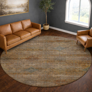 Dalyn Aristo AR1 Teal Area Rug Round Lifestyle Image Feature