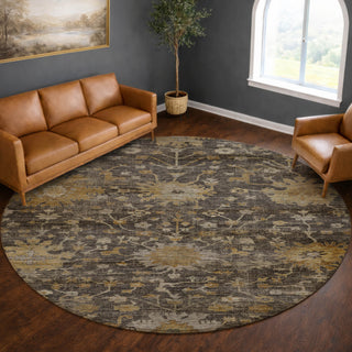 Dalyn Aristo AR2 Chocolate Area Rug Round Lifestyle Image Feature