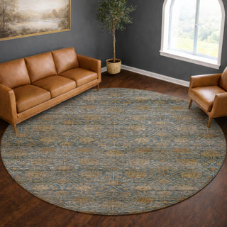 Dalyn Aristo AR3 Blue Area Rug Round Lifestyle Image Feature