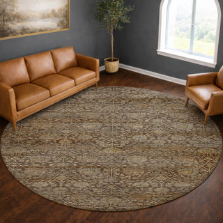 Dalyn Aristo AR3 Coffee Area Rug Round Lifestyle Image Feature