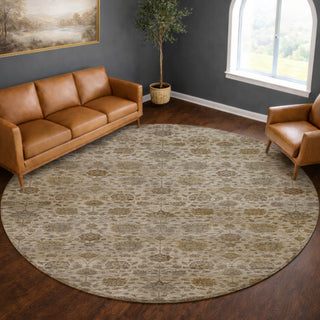 Dalyn Aristo AR3 Ivory Area Rug Round Lifestyle Image Feature