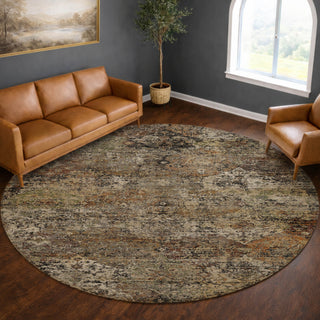 Dalyn Aristo AR4 Taupe Area Rug Round Lifestyle Image Feature