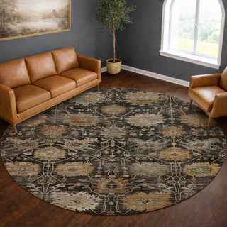 Dalyn Aristo AR6 Black Area Rug Round Lifestyle Image Feature