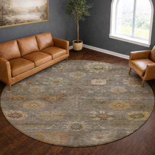 Dalyn Aristo AR6 Gray Area Rug Round Lifestyle Image Feature