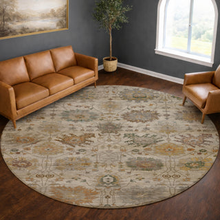 Dalyn Aristo AR6 Ivory Area Rug Round Lifestyle Image Feature