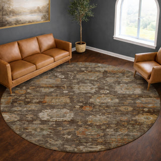 Dalyn Aristo AR7 Chocolate Area Rug Round Lifestyle Image Feature