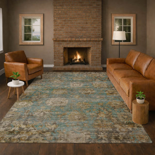 Dalyn Aristo AR7 Teal Area Rug Lifestyle Image Feature