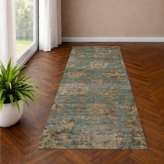Dalyn Aristo AR7 Teal Area Rug Runner Lifestyle Image Feature