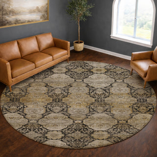 Dalyn Aristo AR8 Black Area Rug Round Lifestyle Image Feature