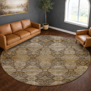 Dalyn Aristo AR8 Coffee Area Rug Round Lifestyle Image Feature