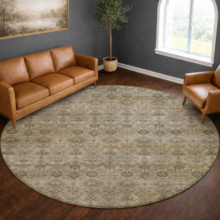 Dalyn Aristo AR9 Ivory Area Rug Round Lifestyle Image Feature