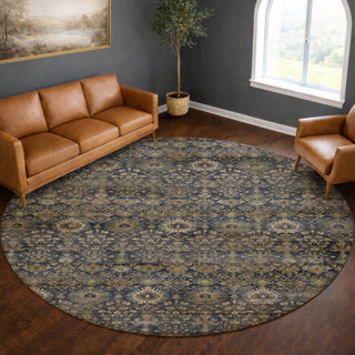 Dalyn Aristo AR9 Navy Area Rug Round Lifestyle Image Feature