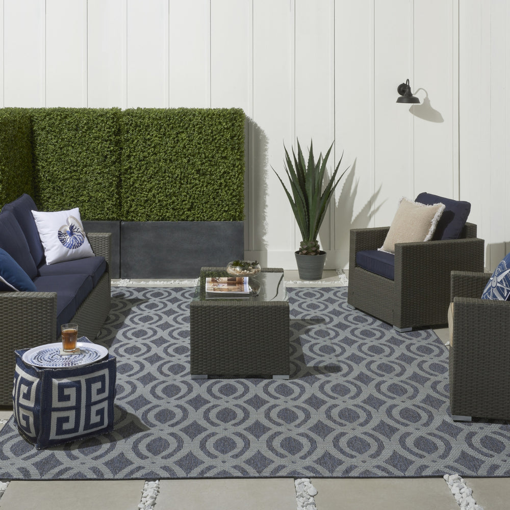 Nourison Aruba ARB05 Slate/Light Blue Area Rug Room Image Feature