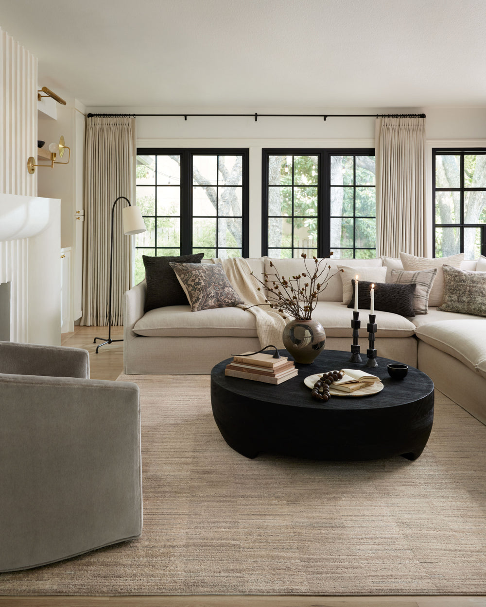 Loloi Arden ARD-01 Natural/Pebble Area Rug Lifestyle Image Feature