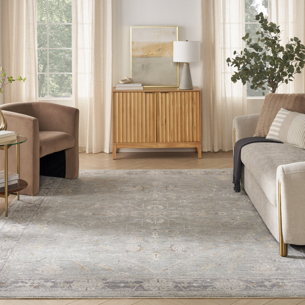 Nourison Asher ASR01 Blue Ivory Area Rug Room Image Feature