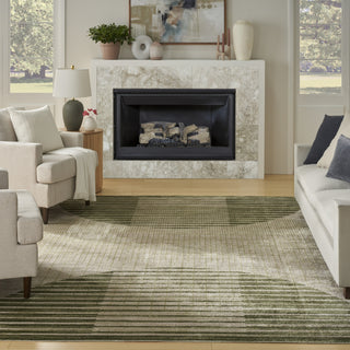 Nourison Astra Machine Washable ASW03 Ivory Olive Area Rug Room Scene Feature
