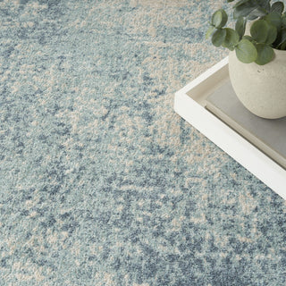 Nourison Astra Machine Washable ASW07 Blue Ivory Area Rug Corner Image