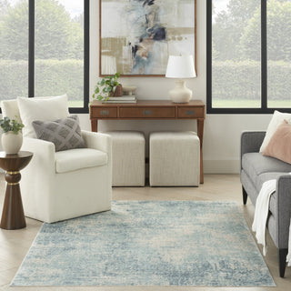 Nourison Astra Machine Washable ASW07 Blue Ivory Area Rug Room Image Feature
