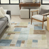 Nourison Astra Machine Washable ASW09 Blue Green Multi Area Rug Corner Image