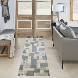 Nourison Astra Machine Washable ASW09 Blue Ivory Area Rug Corner Image