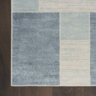 Nourison Astra Machine Washable ASW09 Blue Ivory Area Rug Detail Image